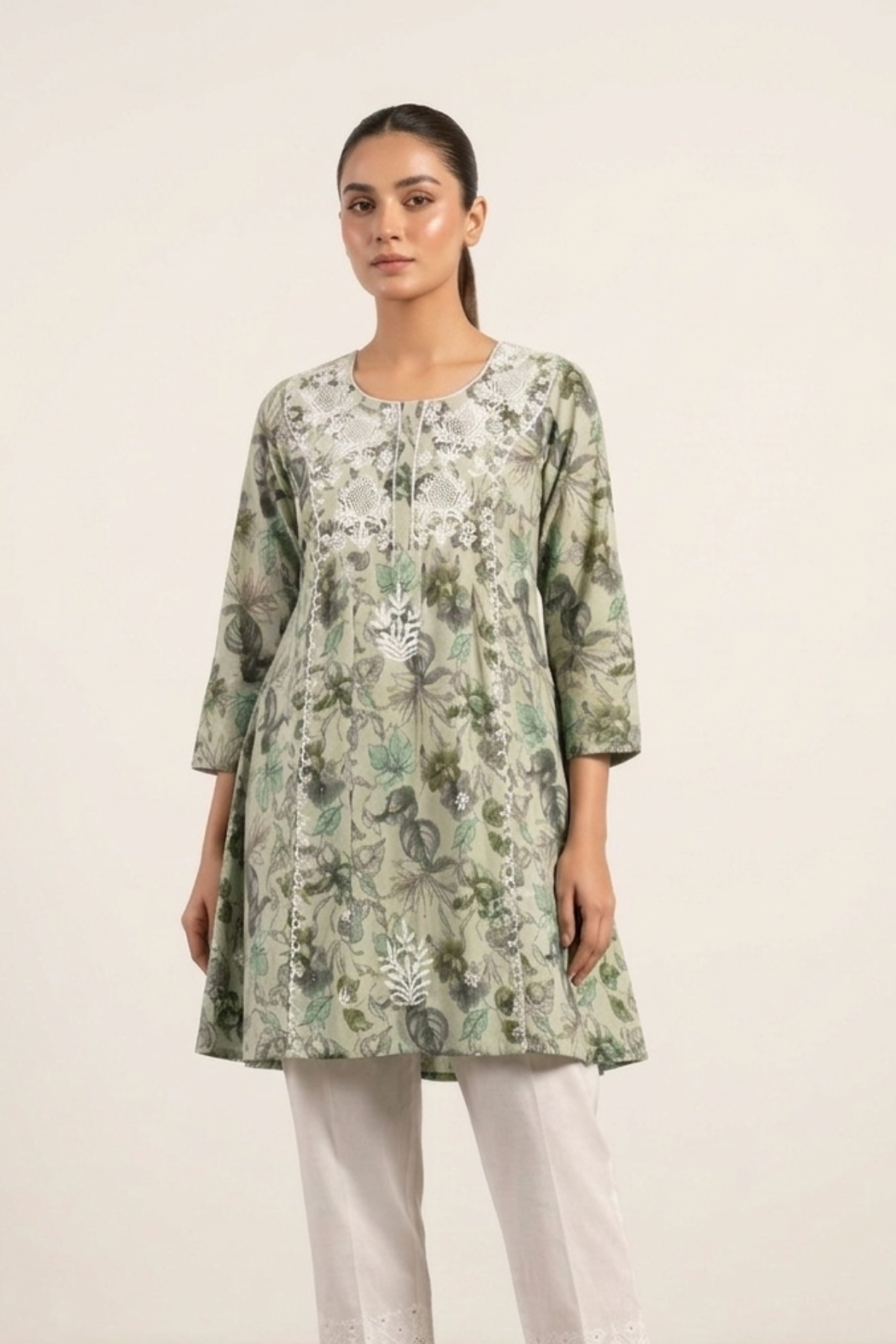 Premium Cotton Print Embroidery Frock