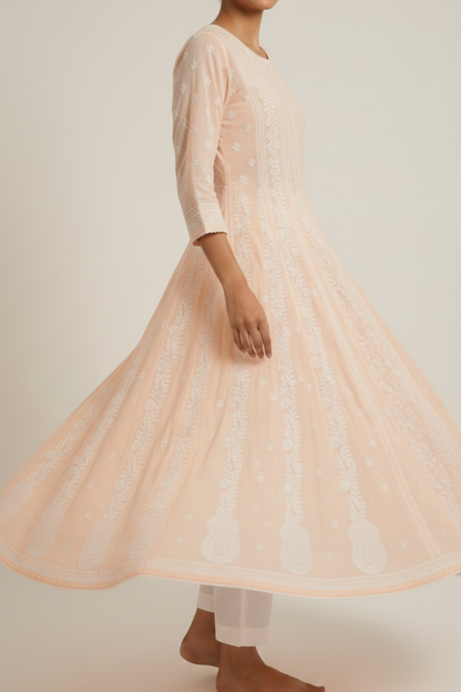Premium Mal Cotton Handwork Anarkali Kurti