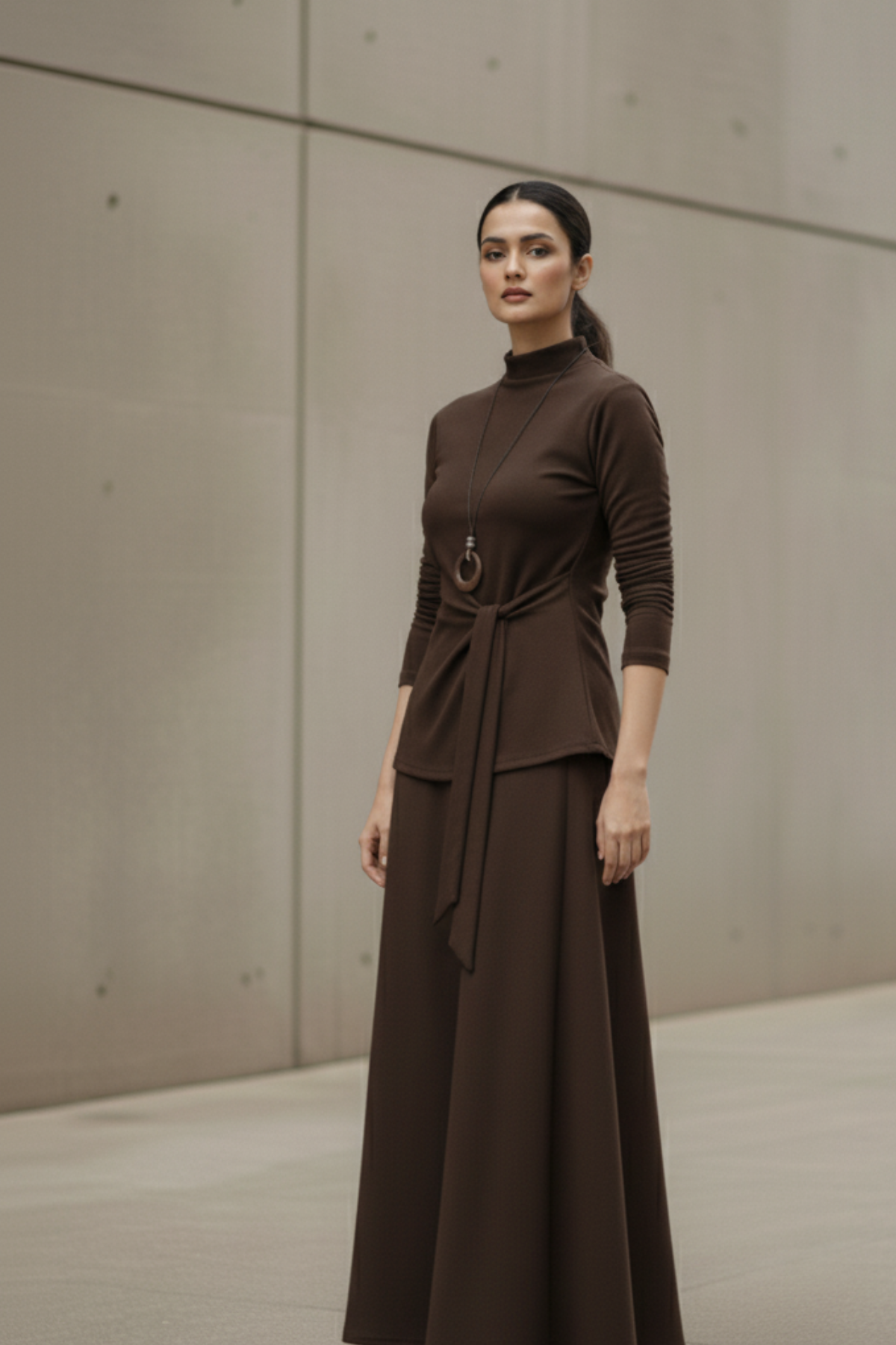 Mocha Drape Skirt Set