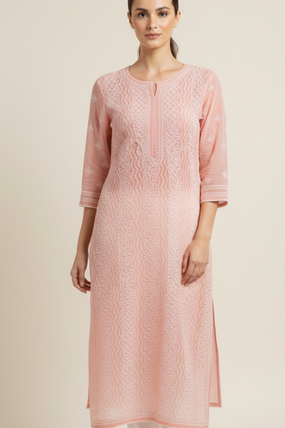 Premium Georgette Zig Zag Jaal Handwork Kurti