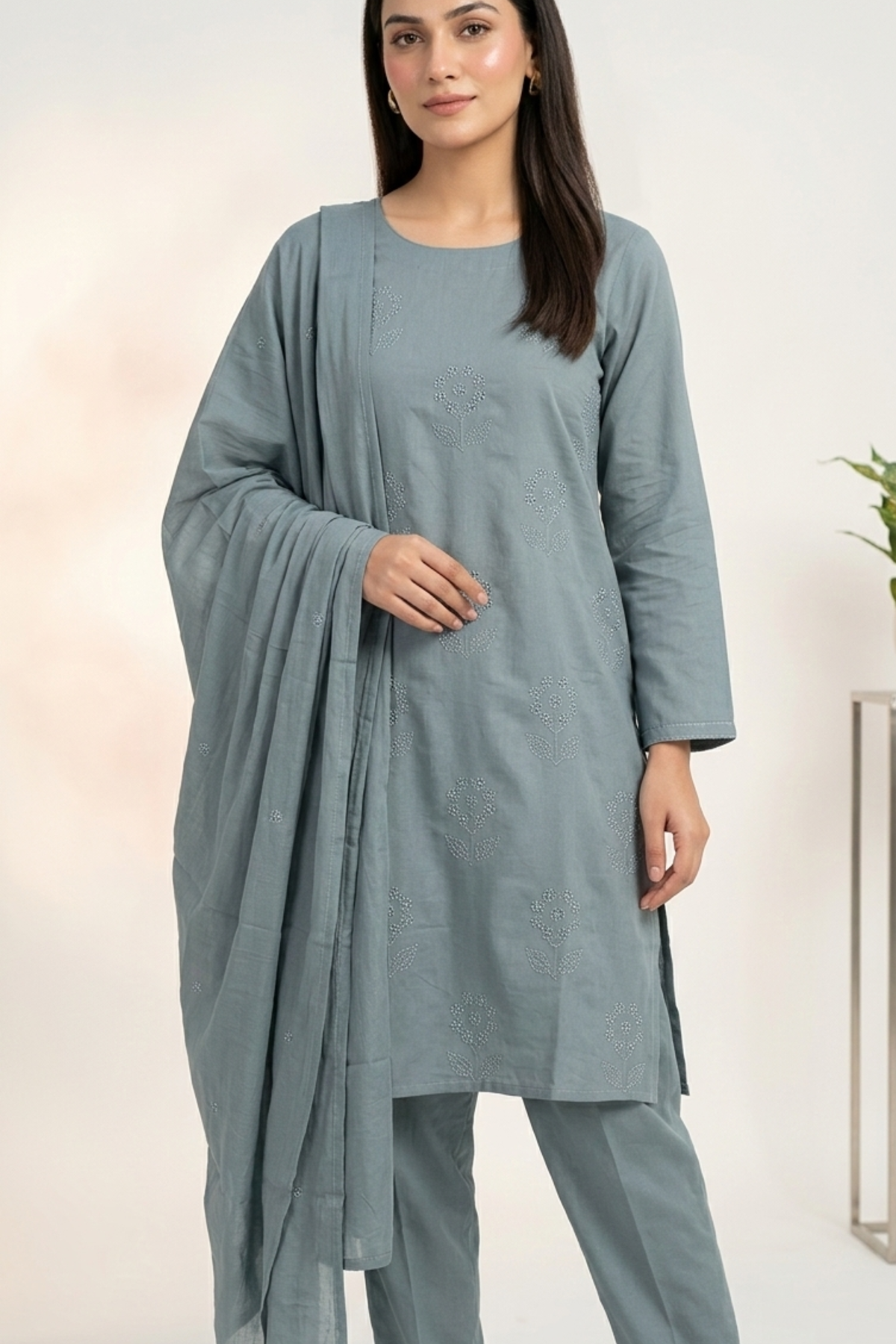 Premium Cotton Embroidery 3 Pcs Set (107417)