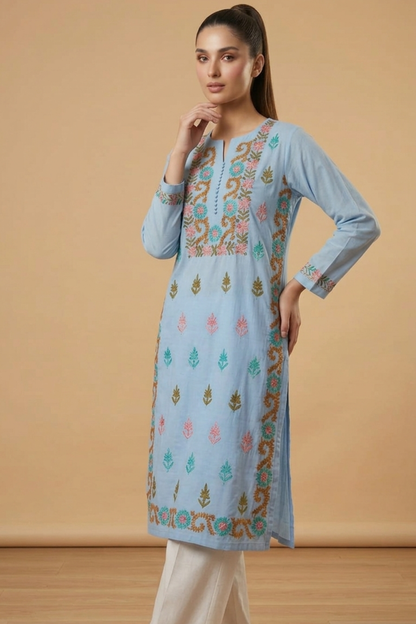 Rayon Multi Thread Kashmiri Work Kurti