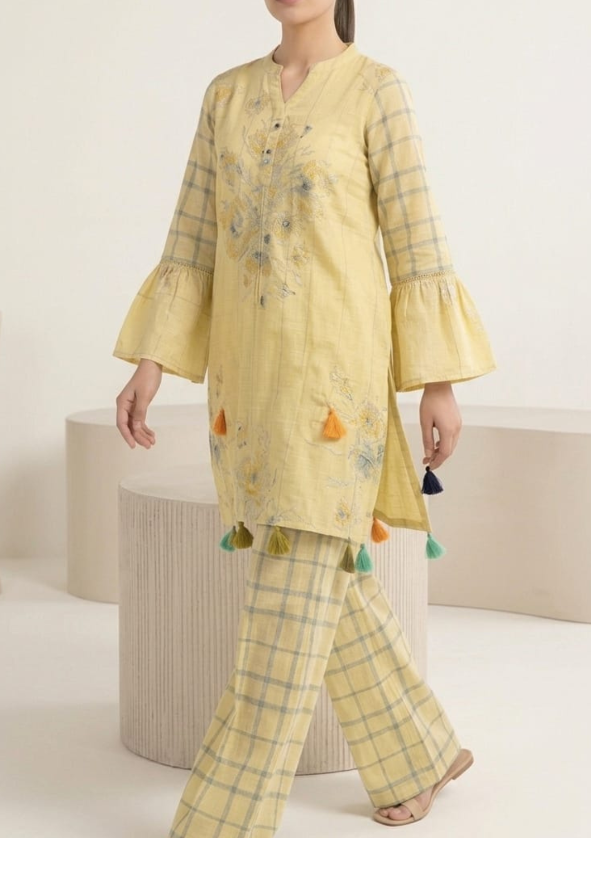 Rayon Foil Gold Printed Kurti Set