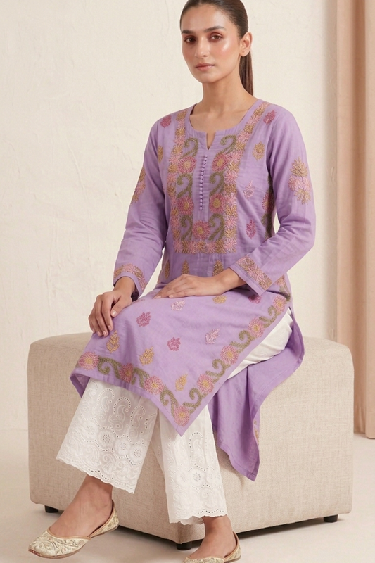 Rayon Multi Thread Kashmiri Work Kurti