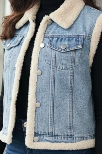 Denim Fur Vest