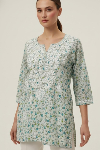 Flower Print Mal Short Kurti