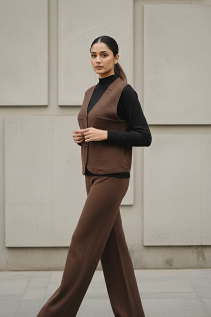 Stretch Knit Waistcoat Co-ord Set | Free Size | Size-Inclusive Fit