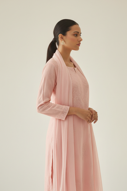 Pure Chanderi Muslin Handwork 3pc Set
