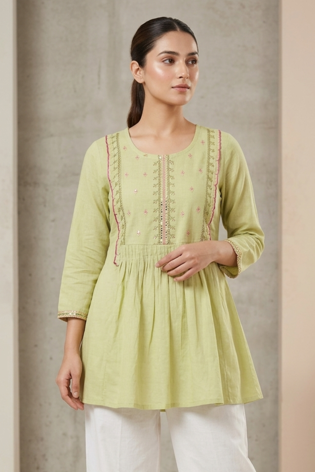 Cotton Embroidery Short Top