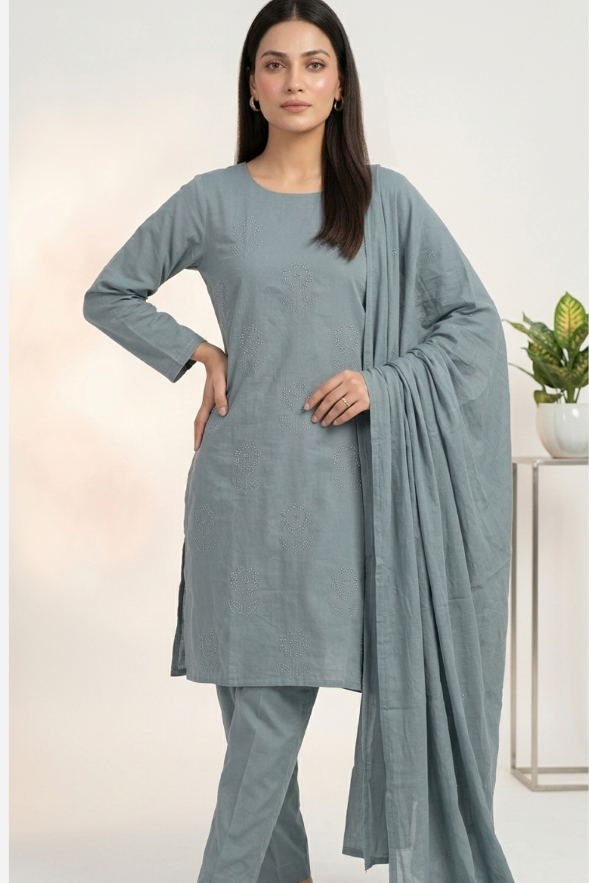 Premium Cotton Embroidery 3 Pcs Set (107417)