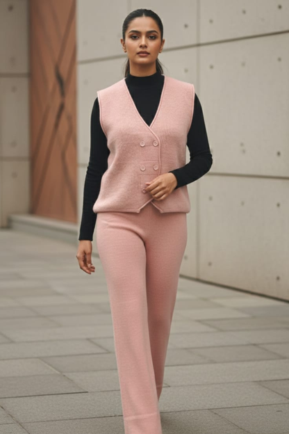 Stretch Knit Waistcoat Co-ord Set | Free Size | Size-Inclusive Fit