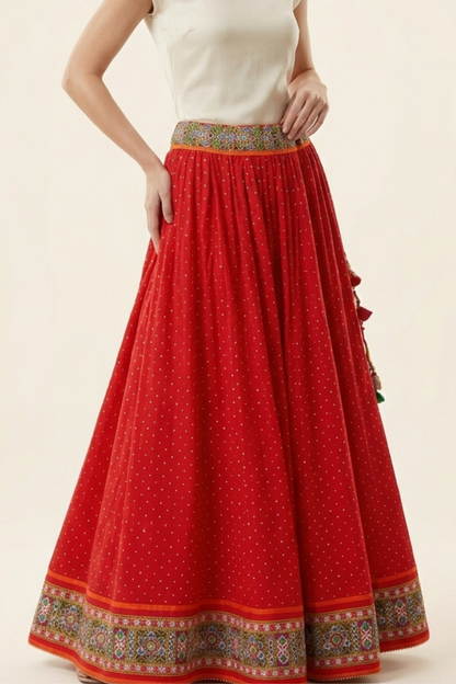 Mirror Work Cotton Skirt