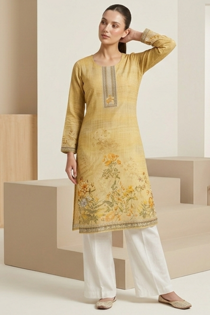 Pure Muslin Placement Print Kurti
