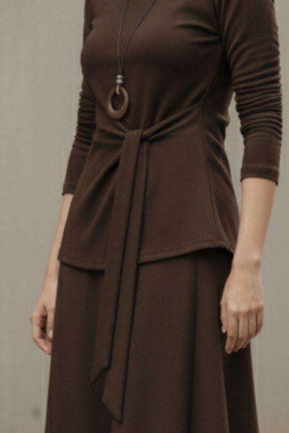 Mocha Drape Skirt Set