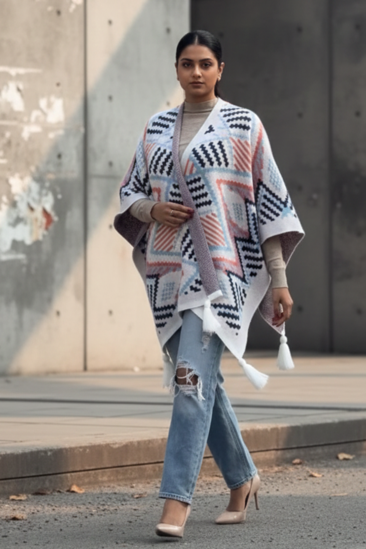 Nordic Pastel Knit Cape