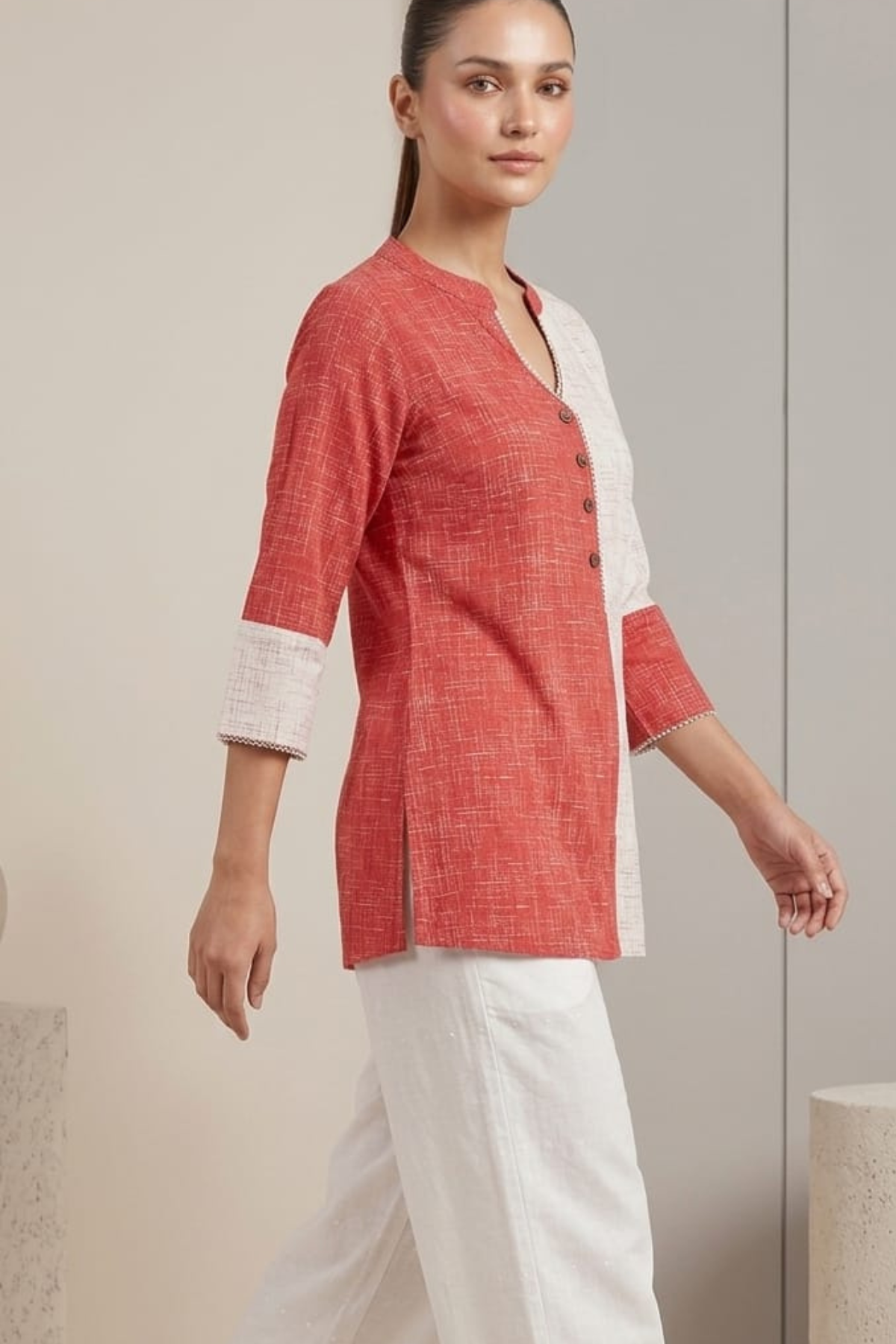 Rayon Striped Short Kurti