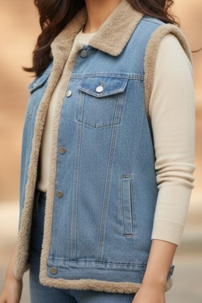 Denim Fur Vest