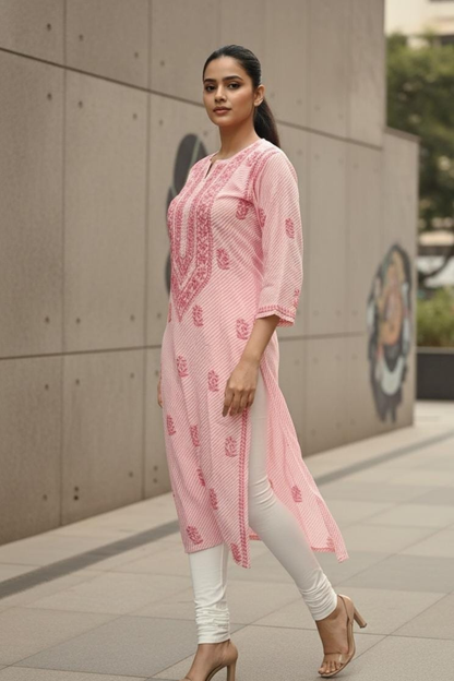 Lehariya Chikan Kurti