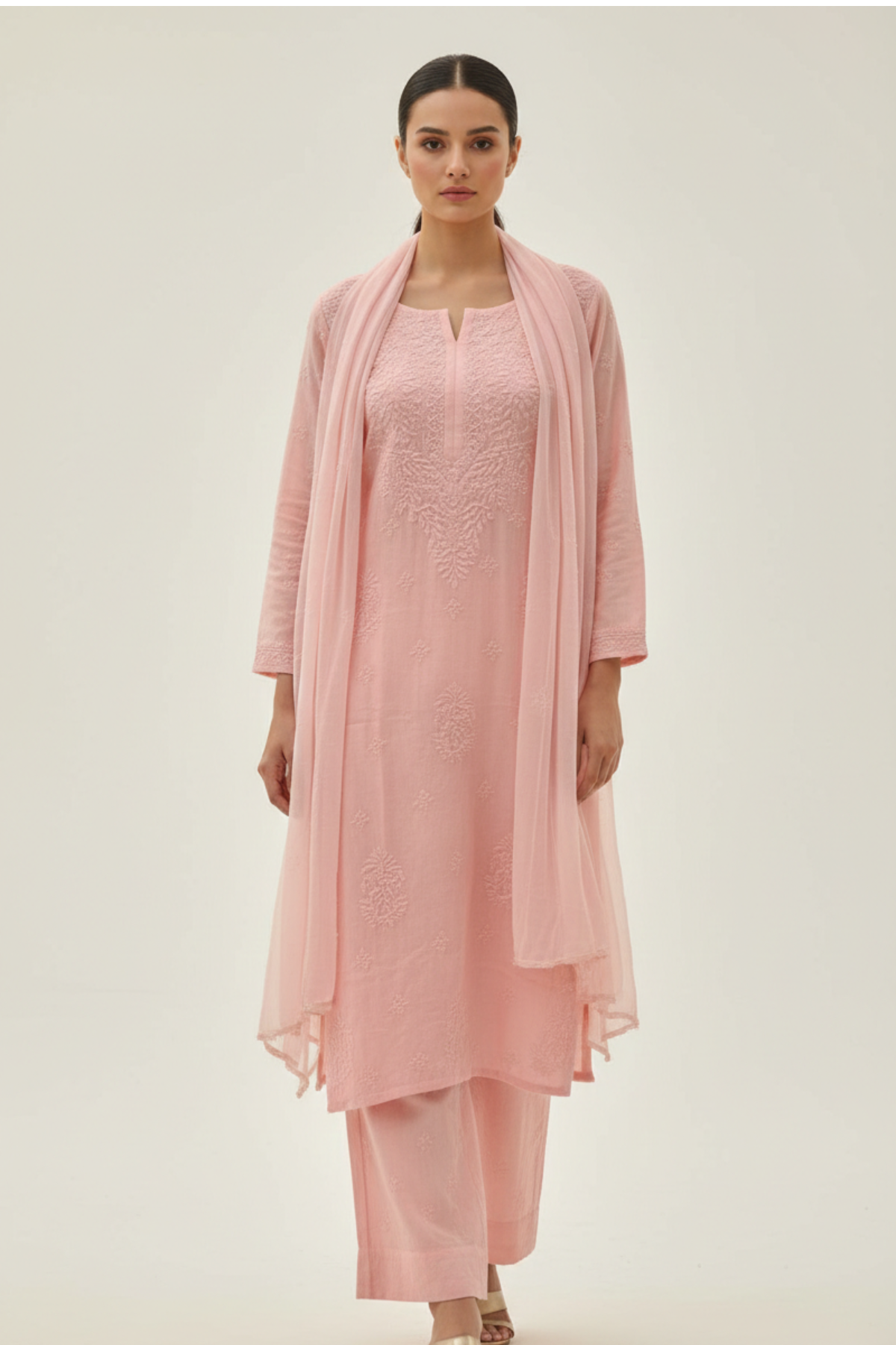 Pure Chanderi Muslin Handwork 3pc Set