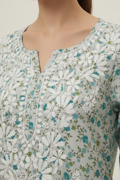 Flower Print Mal Short Kurti