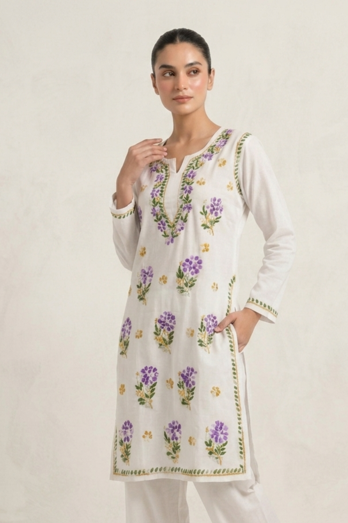 Premium Rayon Multi Thread Handwork Kurti