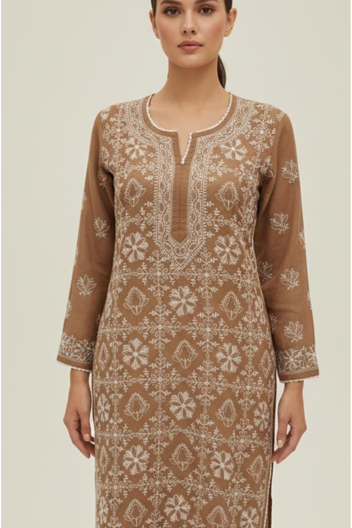 Premium Malmal Jaal Net Handwork Kurti