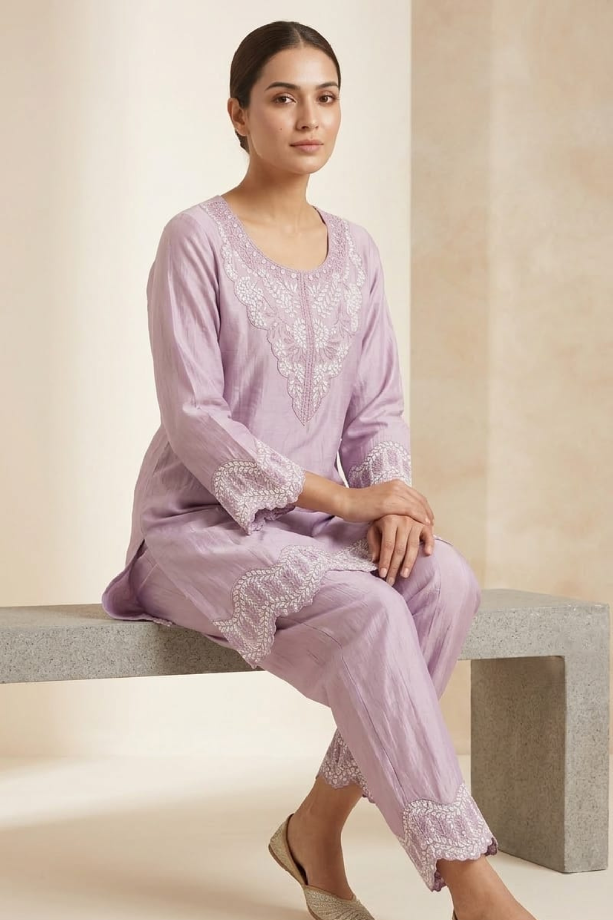Muslin Embroidery Co-ord Set
