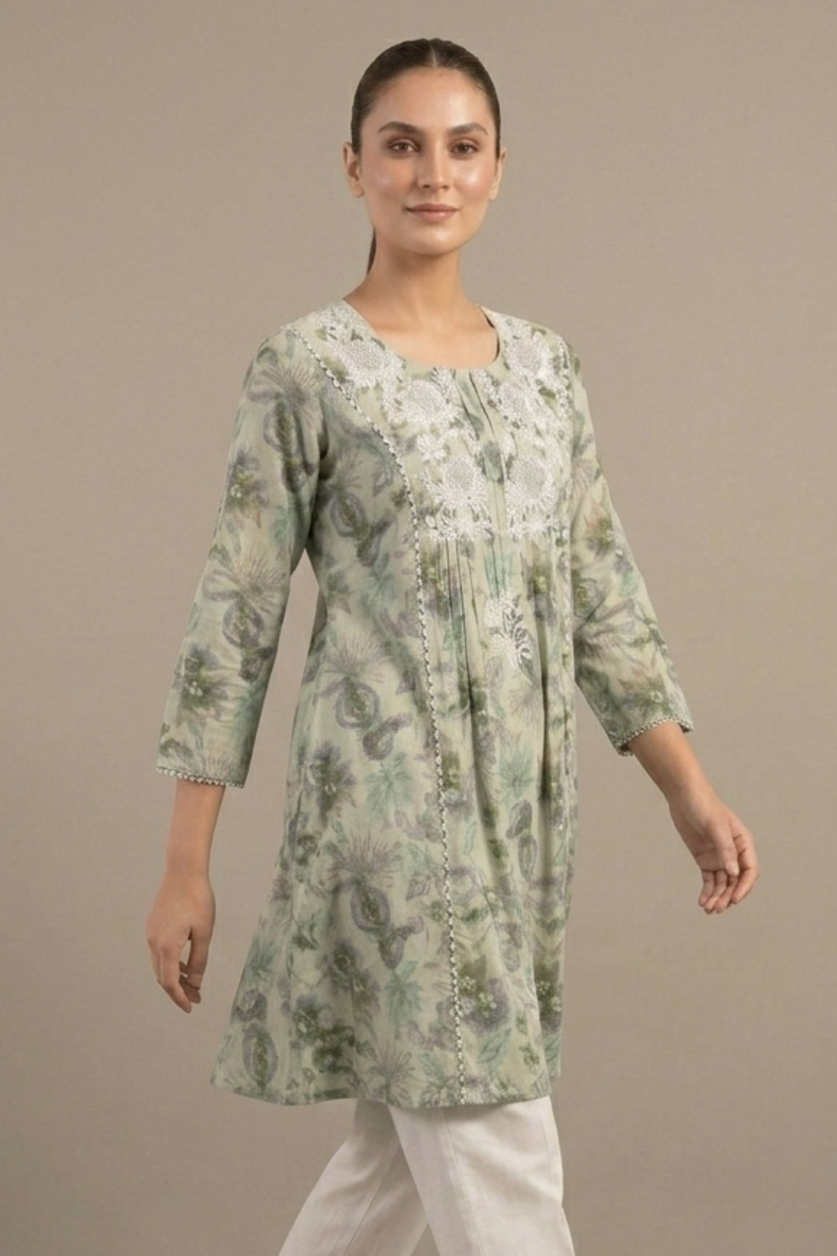Premium Cotton Print Embroidery Frock