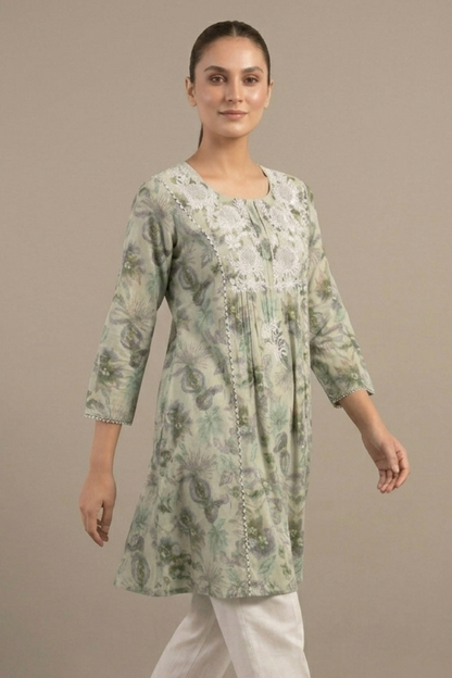 Premium Cotton Print Embroidery Frock