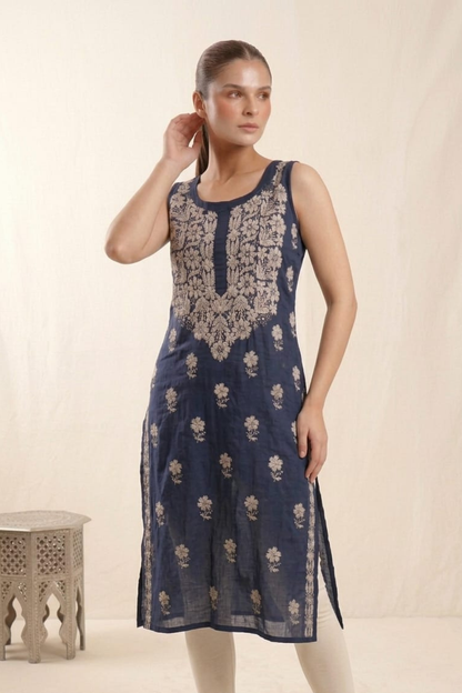 Premium Rayon Sleeveless Handwork Kurti
