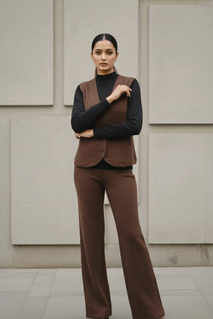 Stretch Knit Waistcoat Co-ord Set | Free Size | Size-Inclusive Fit