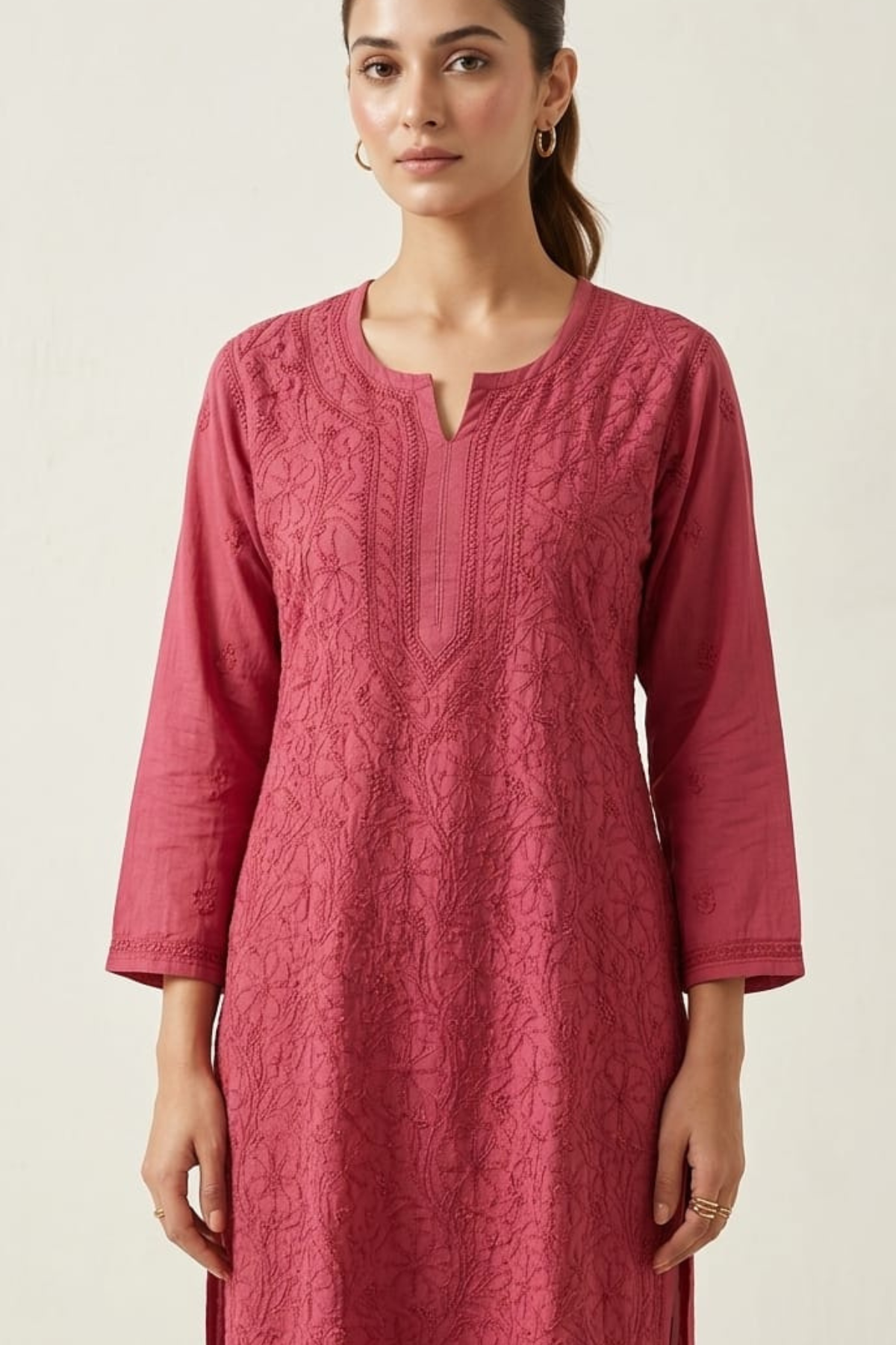 Premium Muslin Jaal Handwork Kurti