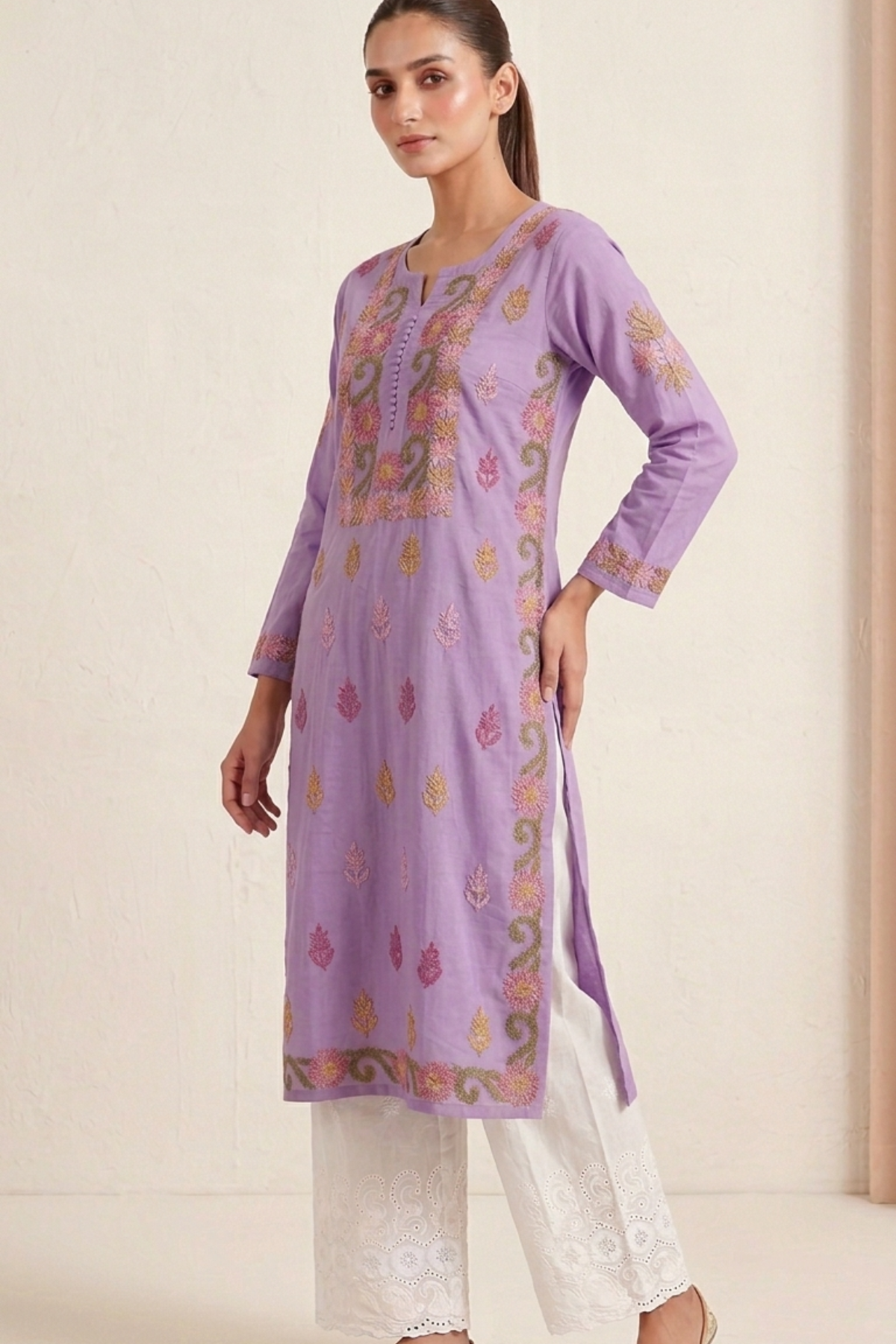 Rayon Multi Thread Kashmiri Work Kurti