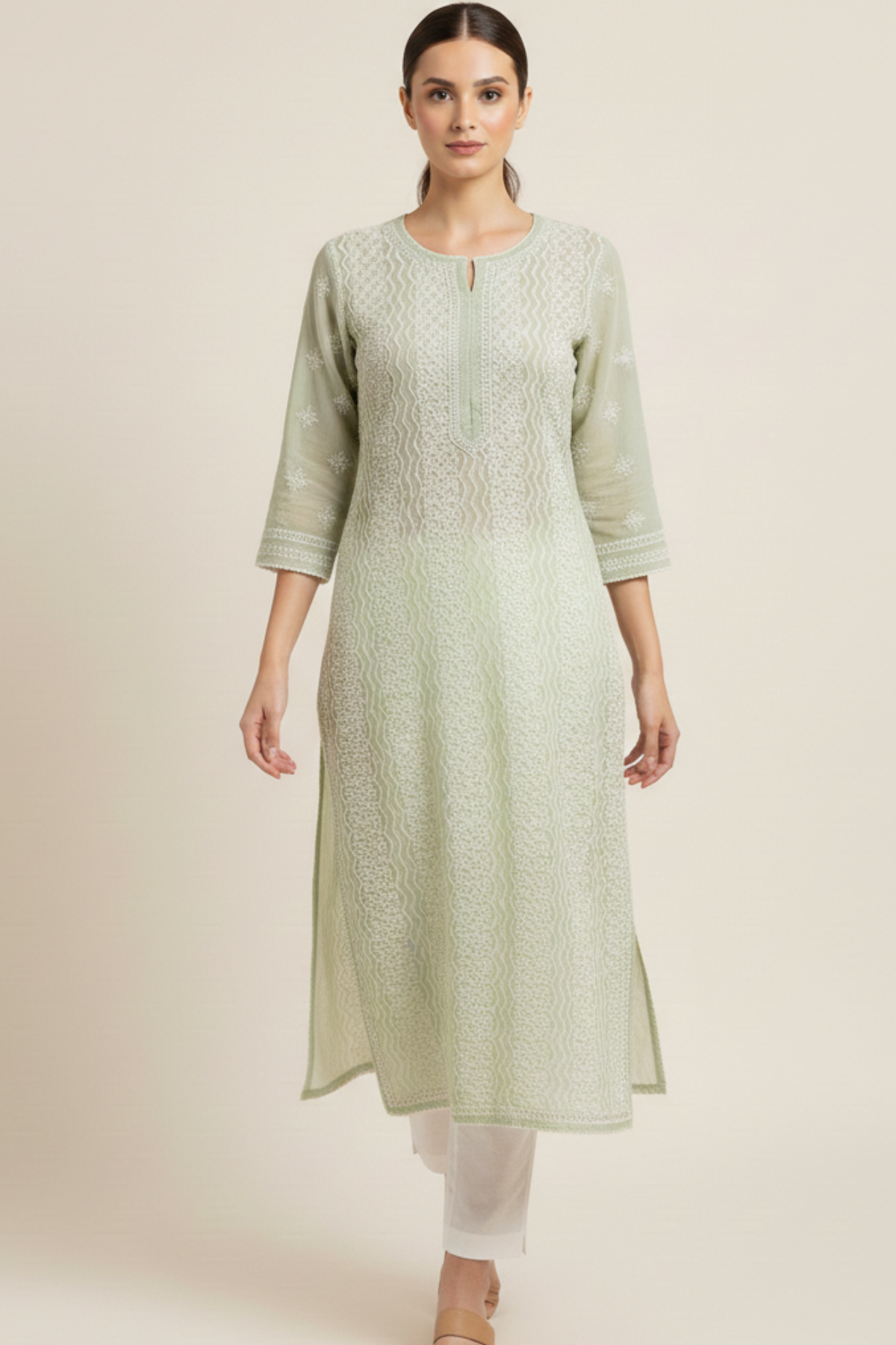 Premium Georgette Zig Zag Jaal Handwork Kurti