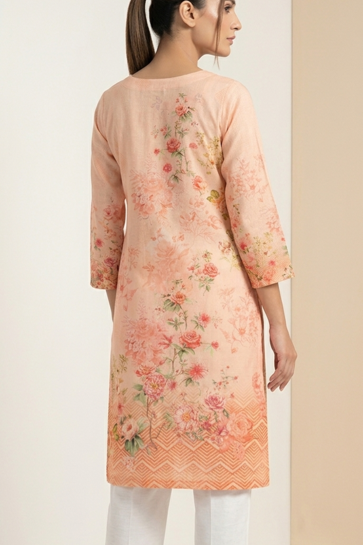 Pure Muslin Placement Print Kurti