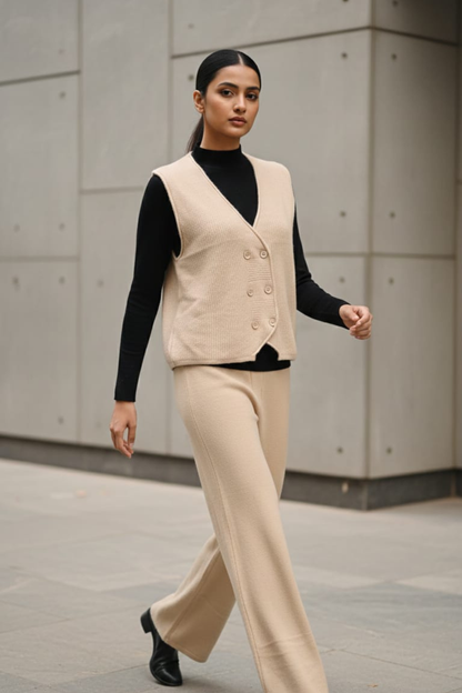 Stretch Knit Waistcoat Co-ord Set | Free Size | Size-Inclusive Fit