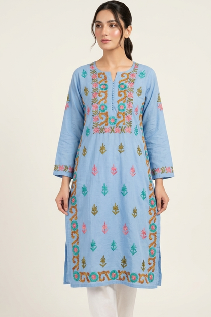 Rayon Multi Thread Kashmiri Work Kurti