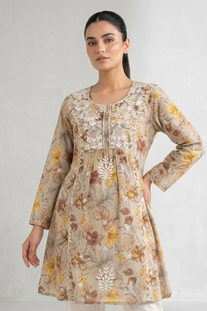 Premium Cotton Print Embroidery Frock