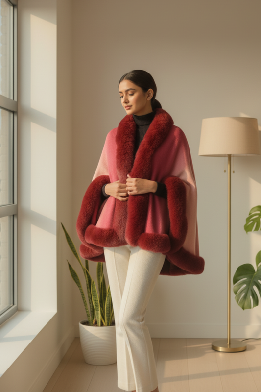 Faux Fur Winter Poncho