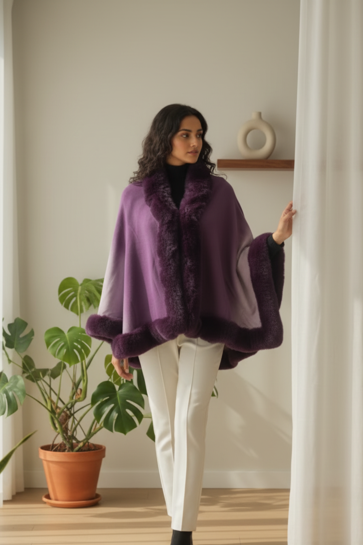 Faux Fur Winter Poncho