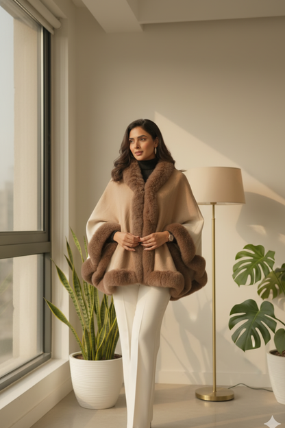 Faux Fur Winter Poncho