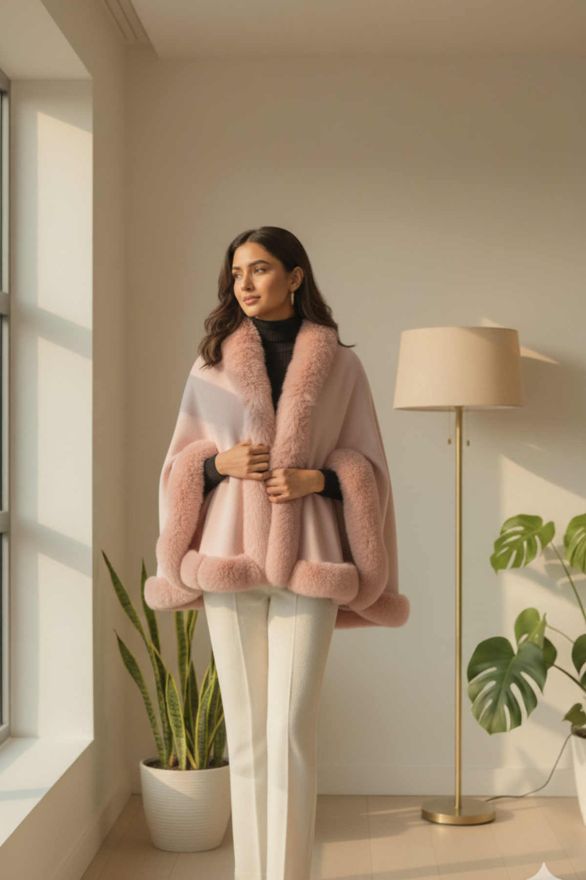 Faux Fur Winter Poncho