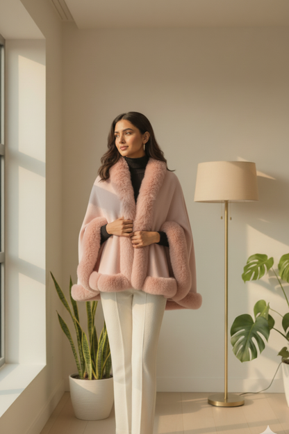 Faux Fur Winter Poncho