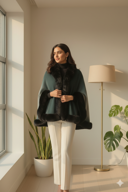 Faux Fur Winter Poncho