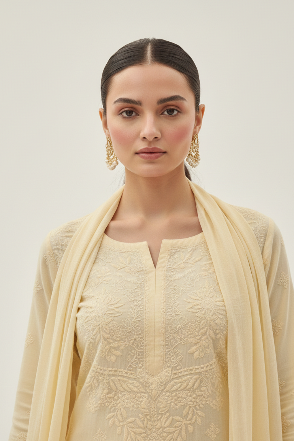 Pure Chanderi Muslin Handwork 3pc Set
