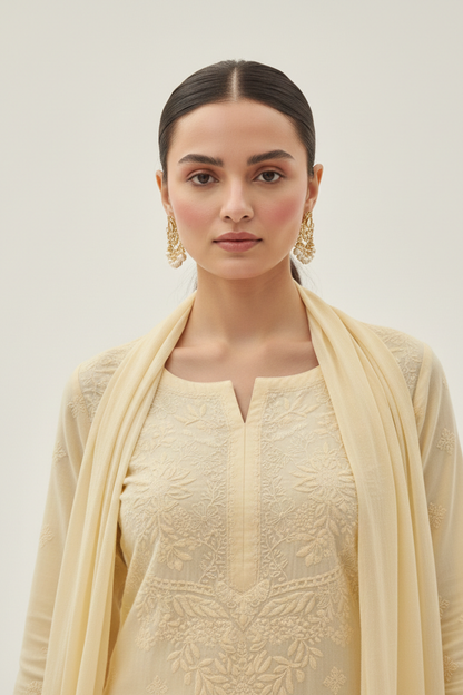 Pure Chanderi Muslin Handwork 3pc Set