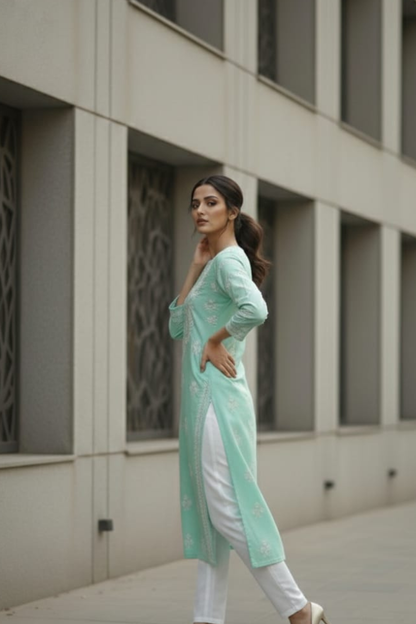 Heavy Ghaspatti Chikan Kurti