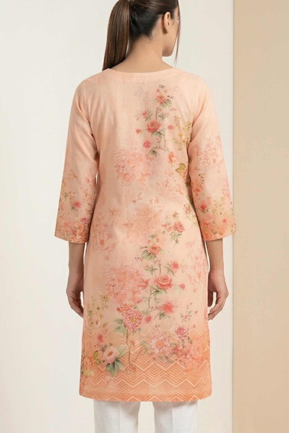 Pure Muslin Placement Print Kurti