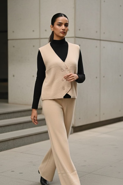 Stretch Knit Waistcoat Co-ord Set | Free Size | Size-Inclusive Fit