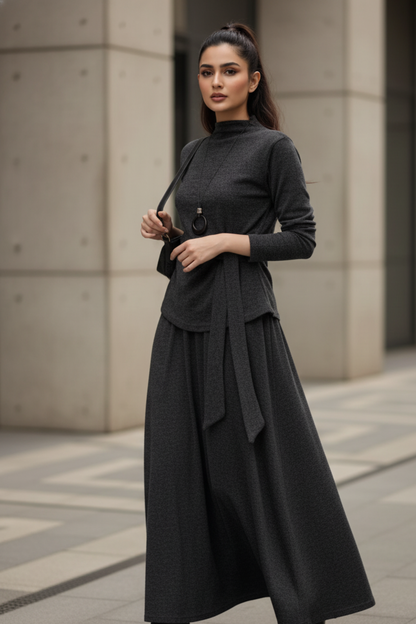 Mocha Drape Skirt Set